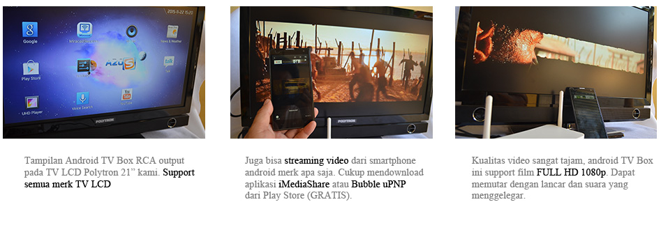 Cara kerja android TV Box dengan menancapkan kabel power dan HDMI di TV LCD