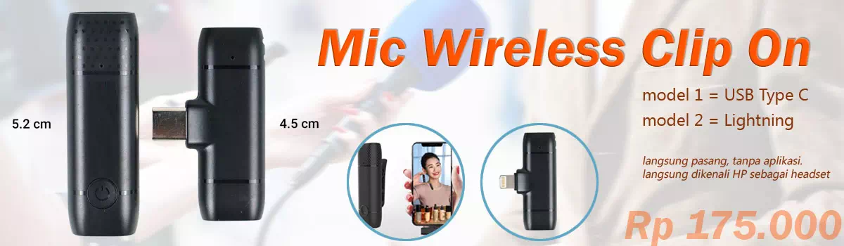 Mic Wireless Clip On untuk HP. Usb type C