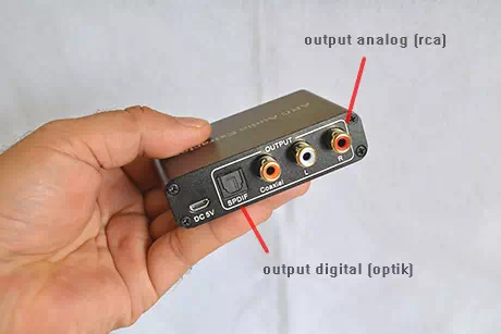Output audio optik, coaxial dan analog rca