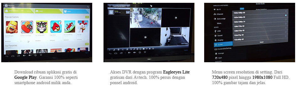 Tampilan menu di android tv box dan hd media player